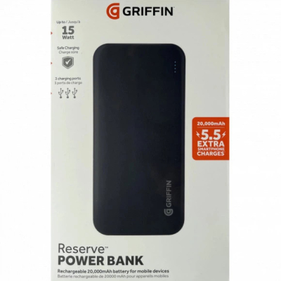 УМБ Griffin PowerBank 20000mAh Black — Швидка зарядка до трьох пристроїв