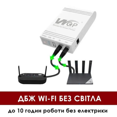Mini UPS WGP 103A — ДБЖ 10400 mAh 5V/9V/12V для роутера та оптики