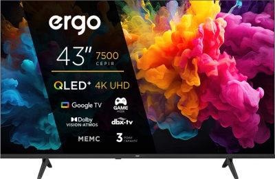 Телевізор Ergo QLED 43" — компактний 4K Smart TV з GoogleTV та Dolby Atmos