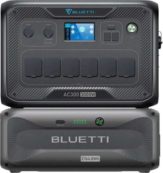 Зарядна станція Bluetti AC300 + B300K2 — Модульна система живлення 3 кВт з LiFePO4