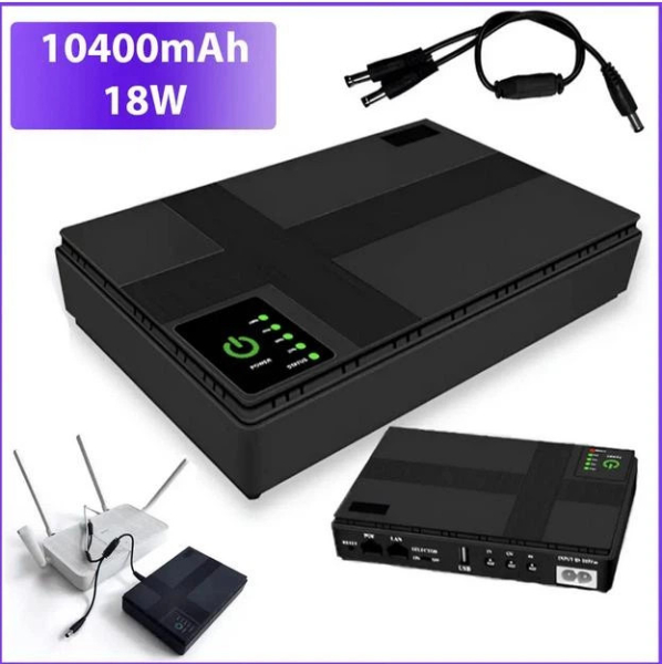 Mini UPS DC1018P — Компактний ДБЖ 10400 mAh 5V/9V/12V для роутера
