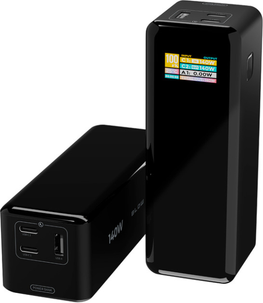 УМБ Blow AIR99.9 27000mAh 140W Black — Потужність 140 Вт, LCD-дисплей та QC 3.0/PD